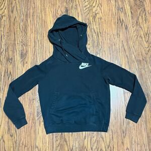 Nike Hoodie Adult Size M Women's Black Mock Cowl Logo Swoosh Pullover Sweater